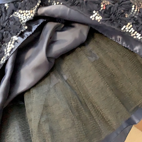 Navy Sequin Chiffon Floral Dress Size 10 - Picture 6 of 6